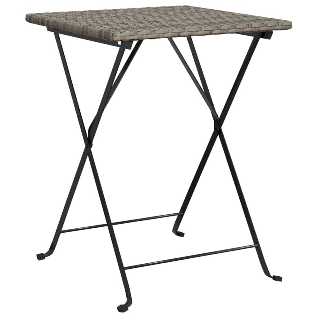Vidaxl Modern Style Folding Bistro Table - Outdoor Furniture, Weather Resistant Poly Rattan, Sturdy Powder-Coated Steel Frame, Space-Saving Foldable Design - Gray (21.7'X21.3'X28')