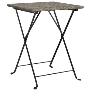 Vidaxl Modern Style Folding Bistro Table - Outdoor Furniture, Weather Resistant Poly Rattan, Sturdy Powder-Coated Steel Frame, Space-Saving Foldable Design - Gray (21.7'X21.3'X28')