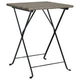 Vidaxl Modern Style Folding Bistro Table - Outdoor Furniture, Weather Resistant Poly Rattan, Sturdy Powder-Coated Steel Frame, Space-Saving Foldable Design - Gray (21.7'X21.3'X28')