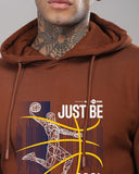ADRO Basketball Design Hoodie for Men 320 GSM Soft Cotton Hoodies Long Lasting Printed Hoodie | Mens Hoodies | Sweatshirt for Men|H24-BCL-BR-M,Downtown Brown