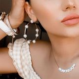 Doubnine Large Hoops Super Huge Circle Pearls Earrings Thin Dangle Gold Silver Elegant Wedding Women Accessories Jewelry Gift fo