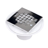 Oatey 42237 PVC Shower Drain with SnapTite Square Top Stainless Steel Strainer for Tile Shower Bases, 2Inch or 3Inch