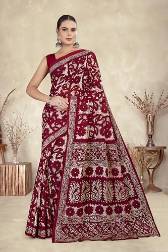 Tamaira Fashion Women'S Plain Cotton Saree (11588_Maroon