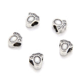 20pcs Cute Little Feet and Toes Large Hole Beads (4.5mm Hole) Antique Silver