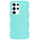 WOGROO Slim Fit Case for Samsung Galaxy S24 Ultra 5G, Wave Frame, Cute Soft TPU Thin Protective Phone Cover for Women, Light Cya