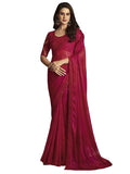 Satrani Womens Pure Chiffon Saree (3568S129N_Red & Dark Pink2)