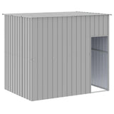 vidaXL Dog House, Dog Kennel with Roof, Dog Cage with Lockable Door and Latch, Pet House for Small Animals, Light Grey Galvanise