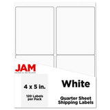 JAM PAPER Shipping Address Labels - 4 x 5 - Quarter Page/Extra Large - White - 120/Pack