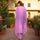 Anni Designer Women'S Cotton Blend Straight Embroidered Kurta With Pant & Dupatta (Sisupal Purple_L_Purple_Large),Purple,L,Cotton Blend,Regular,