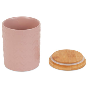 Dii Kitchen Accessories Collection, Textured Matte Ceramic Canister Set, Pale Mauve, Vine, 3 Piece
