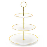 Coitak 3 Tier Cupcake Stand, Plastic Tiered Serving Stand, Dessert Tower Tray for Tea Party, Birthday and Wedding (Round-gold ed