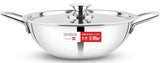 ENSIS Triply Stainless Steel Kadhai with Lid 24cm 2.5 Litre Heavy Bottom Induction and Gas Compatible