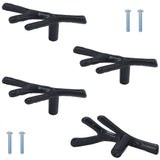 Twig Branch Cabinet Pulls Vintage Black Tree Dresser Knobs Zinc Alloy Double Hole Pulls for Farmhouse Drawers 4 Pcs (Black, Sing