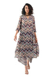 Toochki Women's Multi Color Zig Zag Printed Rayon Stitched Co-Ord Set | Relaxed Fit for Women | Two Piece Set Top & Plazzo | 3/4