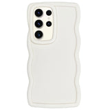 WOGROO Slim Fit Case for Samsung Galaxy S23 Ultra, Wave Frame, Cute Soft TPU Thin Protective Phone Cover for Women, Creamy White