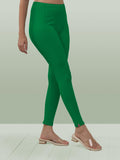 Lyra Women Solid Premium Cotton Ankle Length Leggings | Mid-Waist | Fashionwear Jade L