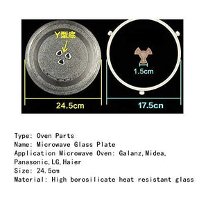 Diameter 9.6inch/24.5cm Thickened Heat Resistant Microwave Glass Plate Turntable Tray Accessories for Small Microwave