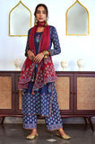 Anni Designer Women'S Rayon Blend Straight Printed Kurta With Pant & Dupatta (Masumi Blue_M_Blue_Medium),Blue,M,Rayon Blend,Regular,