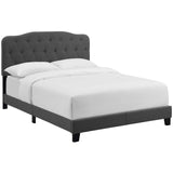 CasaFoyer Amelia King Bed | Luxurious Upholstered Fabric | Button-Tufted Headboard | Solid Wood Construction | Non-Marking Legs | Supports Various Mattress Types | Elegant and Sturdy | Gray