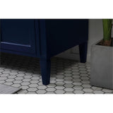 Elegant Decor Park Avenue 72 Metal Mdf Marble Double Bathroom Vanity In Blue