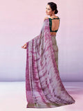 Satrani Womens Chiffon Printed & Ready To Wear Saree With Unstitched Blouse Piece (1Rs104N_Wine & Pink & Purple4)