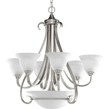Torino Collection 6-Light Etched Glass Transitional Chandelier Light Brushed Nickel