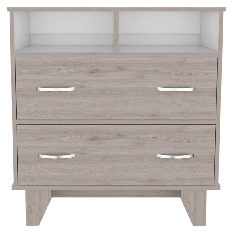 Portanova Two Drawer Dresser -Bedroom -Light Gray / White