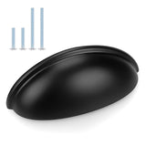 Probrico 15 Pack Drawer Pulls 3 Hole Centers Matte Black Bin Cup Cabinet Pulls, Kitchen Cupboard Dresser Handles Cabinet Cup Han