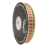 Micomon Red and Tan Gingham Checkered Ribbon 25 Yards Each Roll 100% Polyester (3/8, Tan)