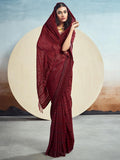 Satrani Womens Pure Georgette Saree (3473S691N_Maroon)