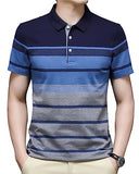 Eyebogler Men'S Designer Half Sleeves Polo Neck Striped T-Shirt Blue,BlueApparel,2XL