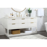 Elegant Decor Larkin 60 Solid Wood Mdf Single Bathroom Vanity In White Finish