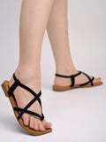 Shoetopia Casual Black Flat Sandals For Women & Girls /Eu36,Black,3,B0DDJKNMCR