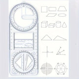 Geometry Set Square Ruler with Protractor, Clear Plastic Drawing Tool for Mathematics and Engineering