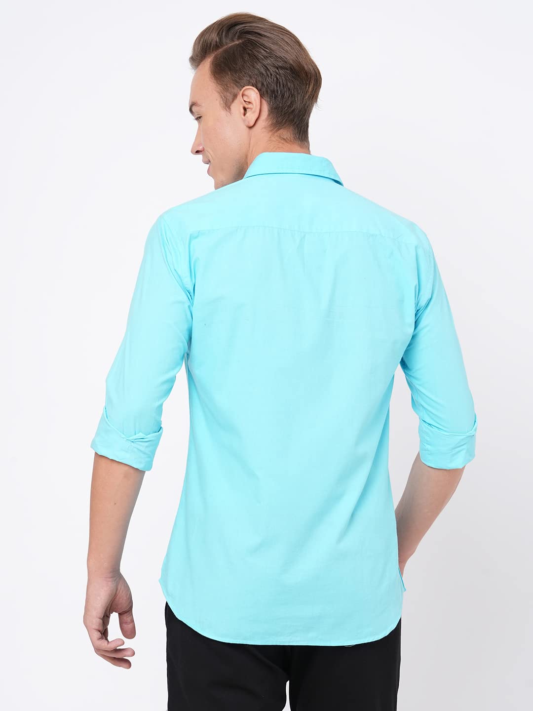 Anni Designer Men'S Solid Regular Fit Shirt (Rikk-An_Sku Blue X-Large),Sky Blue,XL,Cotton Blend,Western,
