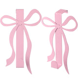 Chunful 2 Pack Pink Bow Over The Door Hook, Metal Strong Door Hanger Hook Coquette Room Decor Bow Accessories for Cabinet Living