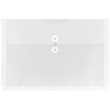 JAM PAPER Plastic Envelopes with Button & String Tie Closure - Legal Booklet - 9 3/4 x 14 1/2 - Clear - 12/Pack