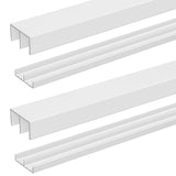 Landical 2 Sets 4 ft Long Plastic Sliding Cabinet Door Track Hardware Set for 1/2 Thick Panels Glass Window Cabinet Door Track f