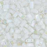 Miyuki Half Tila 2 Hole Rectangle Beads 5x2.3mm Opaque Pearl White 7.8 Grams