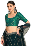 Soch Womens Green Zari Embroidered Art Silk Padded Blouse With Sequins Green 34