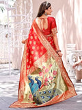 Greciilooks Saree For Women | Golden Saree For Women | Cotton Silk Saree For Women (Gl-S2339-Red)