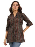 Libas Women'S Cotton Printed Straight Kurti (29638_Black_Xl)