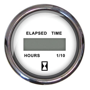 Faria 13815 Chesapeake Stainless Steel Digital Hourmeter (12-32 Vdc) - 2'', White, Black