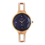 Timex Fria Analog Watch For Women With Blue Round Dial & Rose Gold Brass Bracelet Band Water Resistant Women'S Wrist Watches - T