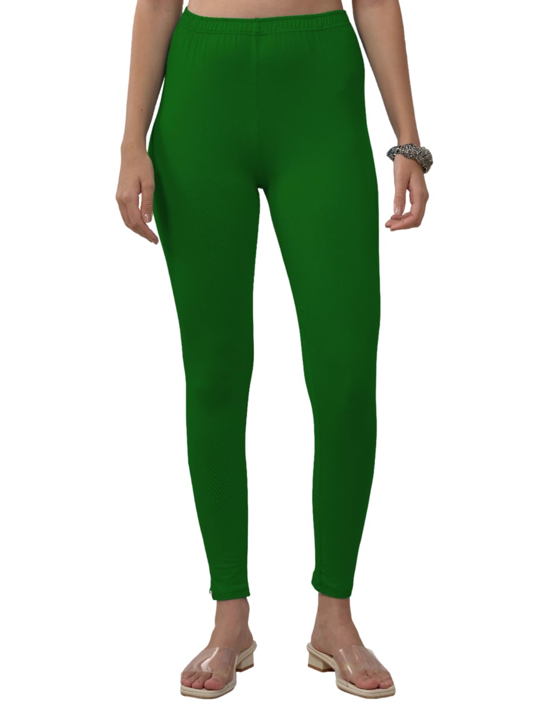 Lyra Women Solid Premium Cotton Ankle Length Leggings | Mid-Waist | Fashionwear