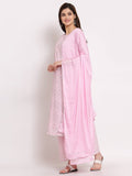 Anni Designer Women'S Cotton Straight Kurta With Palazzo & Dupatta (Kpzd-Cot-10024-Pink_S_Pink_Small),Pink,S,Cotton Blend,Straight,