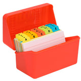H4D 3x5 Index Card Holder with 100 Heavyweight Ruled Index Cards and 25 Plastic Dividers, Red