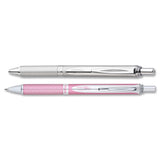 Pentel EnerGel Alloy Retractable Gel Pen, Medium Point, 0.7 mm, Metallic Pink Barrel, Black Ink