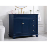Elegant Decor Wesley 42 Steel And Solid Wood Single Bathroom Vanity Set In Blue