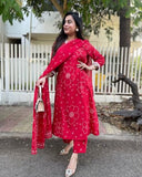 Gosriki Women'S Rayon Viscose Straight Printed Kurta With Pant & Dupatta (Radnya Pink-Vks01-Gs_M_Pink_Medium),Pink,,B0F8ZWBM7F